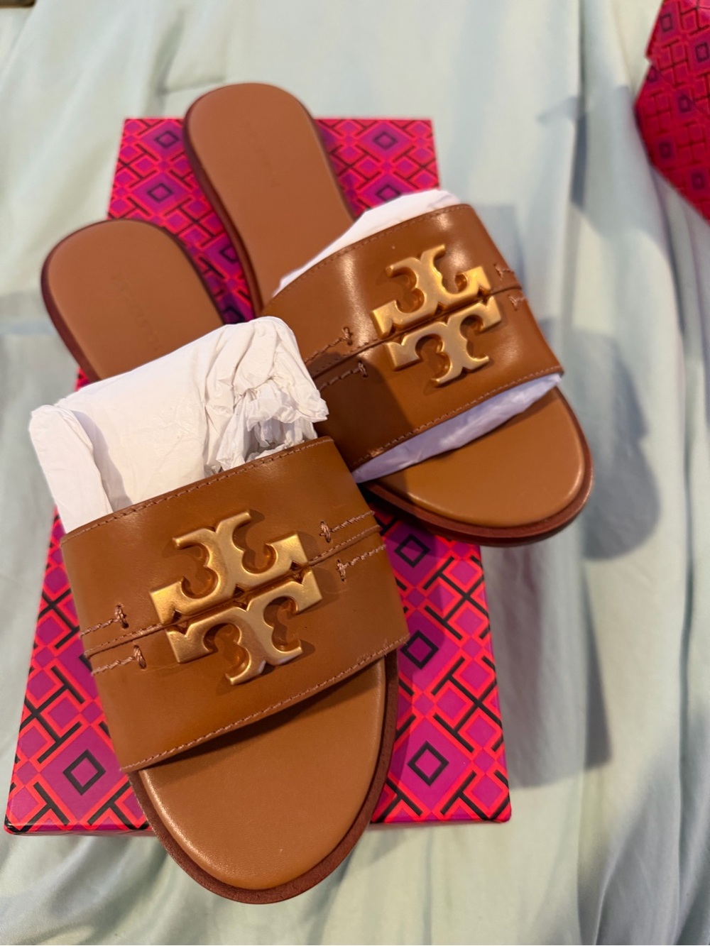 Tory Burch Woman’s Brown Logo Slide Sandals